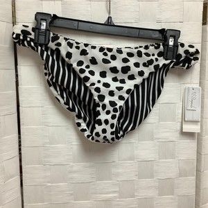 NWT Rasins reversible black white bikini bottom size small